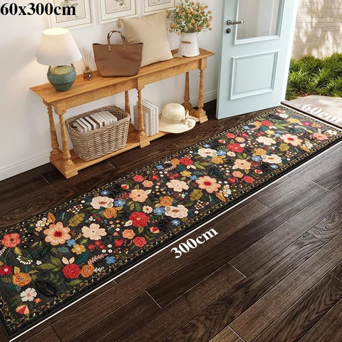 Navak Carpet Hallway Carpet Runway Long Rug Machine Washable Folding Non-slip Floor Mat Spring Flower Home Decoration Rugs for Living Room