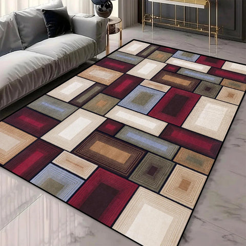 Navak Carpet Geometric Pattern 3D Area Rugs for Living Room and bedroom decor Washable Carpets with Non-slip Backing European Inspired Mats