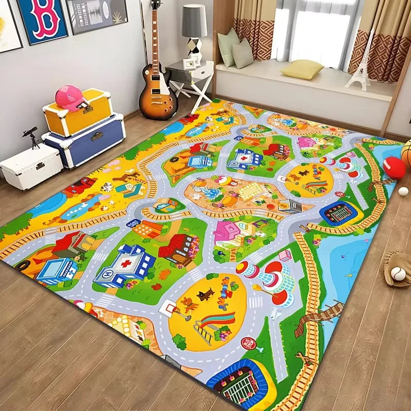 Navak Carpet Children’s Educational City Life Playmat Rug Road Traffic System Carpet for Bedroom Playroom Fun Learning Floor Mat Safe Kids