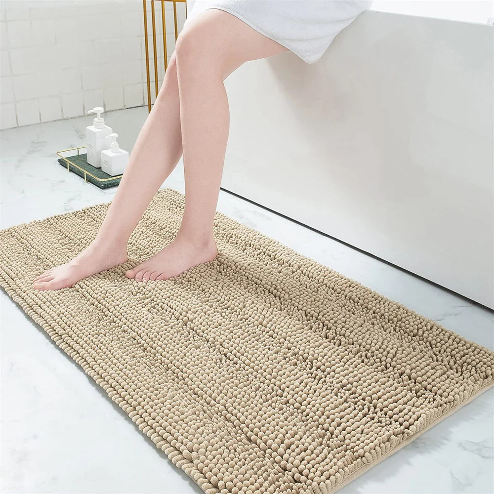 Navak Carpet Olanly Chenille Bathroom Rug Extra Soft Shaggy Bath Mat Non-Slip Bathroom Floor Mat Water Absorbent Plush Microfiber Rugs Shower