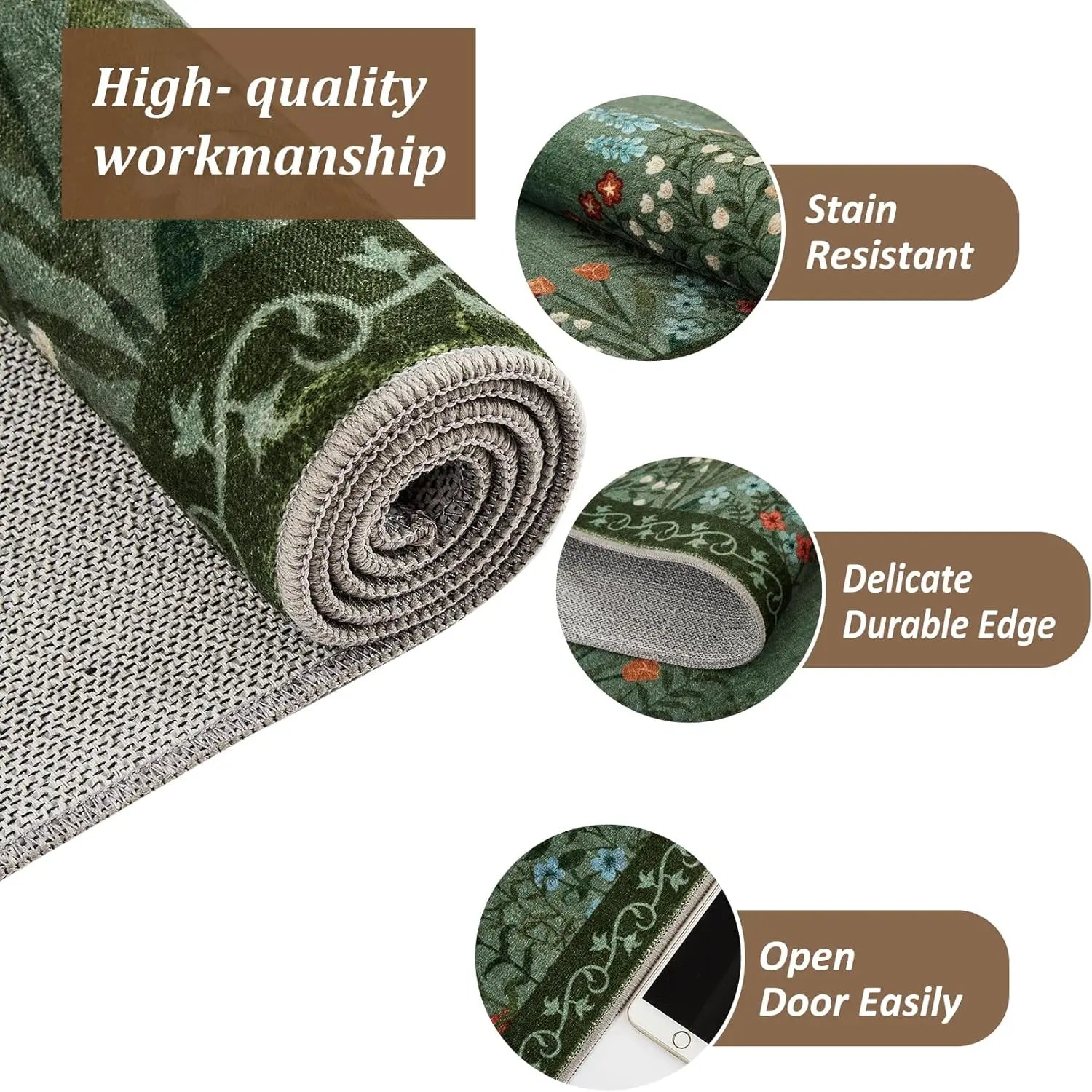 Navak Carpet Boho Washable Rugs for Entryway Floral Area Rug for Bedroom, Non Slip ,Soft Indoor Carpet forLiving Room Kitchen Laundry Foyer