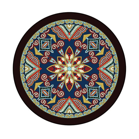 Navak Carpet Round Bohemian Mandala Carpet for Living Room Geometric Print Ethnic Style Bedroom Mat Home Decor Rugs Machine Washable Area Rug