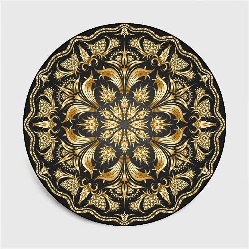Navak Carpet Round Bohemian Mandala Carpet for Living Room Geometric Print Ethnic Style Bedroom Mat Home Decor Rugs Machine Washable Area Rug