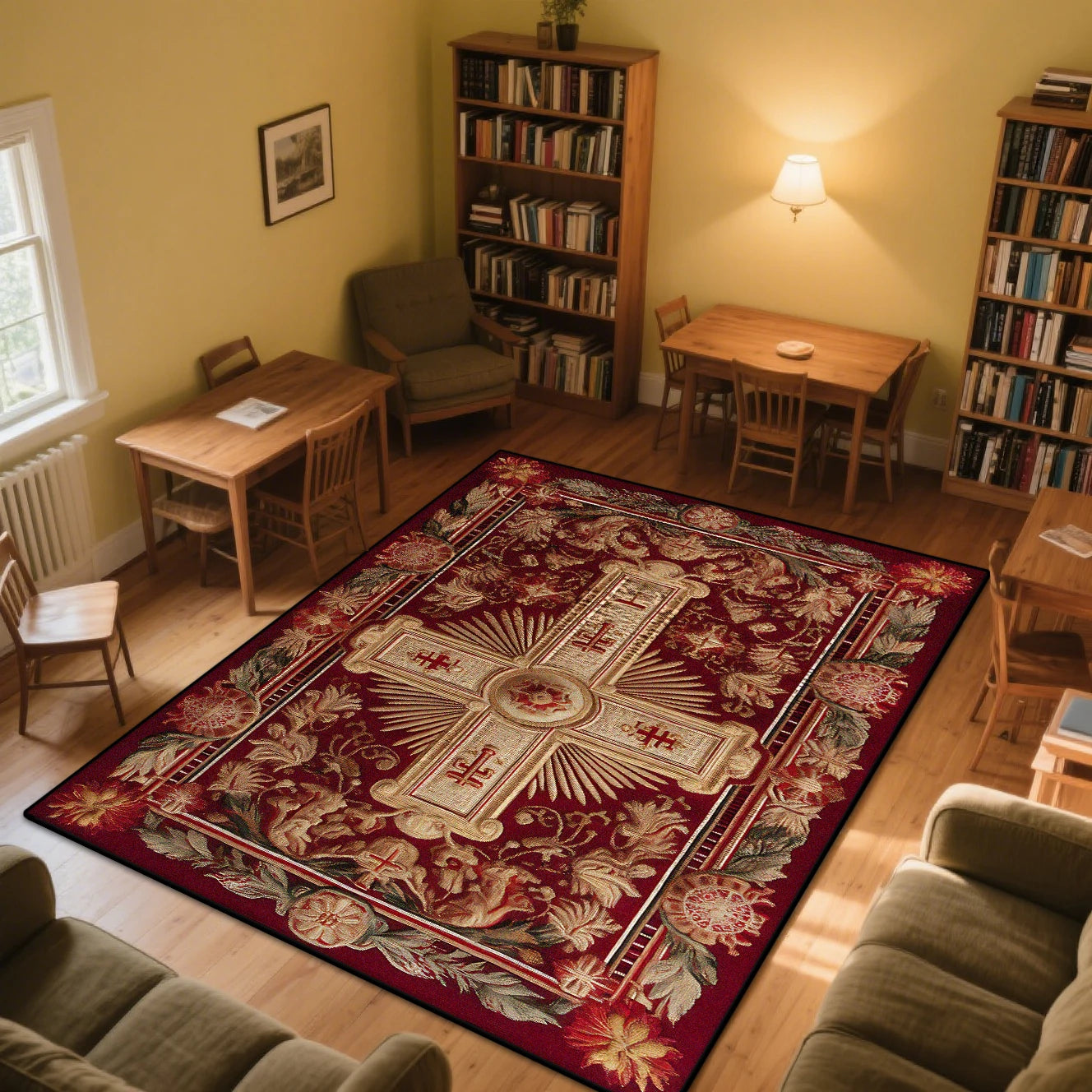 Navak Carpet Persian Tradition Carpets for Living Room Cross Pattern Decoration Home Bedroom Bedside Soft Rug Study Cloakroom Washable Mats