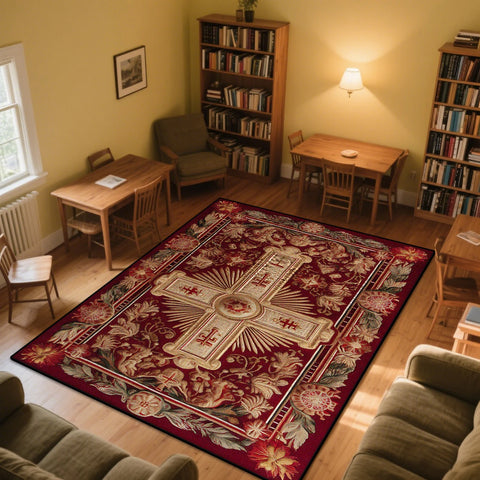 Navak Carpet Persian Tradition Carpets for Living Room Cross Pattern Decoration Home Bedroom Bedside Soft Rug Study Cloakroom Washable Mats