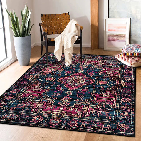 Navak Carpet Persian Retro Carpet for Living Room Decoration Home Bedroom Bedside Non-slip Large Rugs Study Balcony Easy Clean Washable Mats
