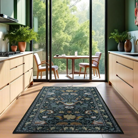 Navak Carpet Nordic Style Living Room Carpet Retro Flower and Bird Print Bedroom Rugs Fashionable Foldable Machine Washable Coffee Table Mats