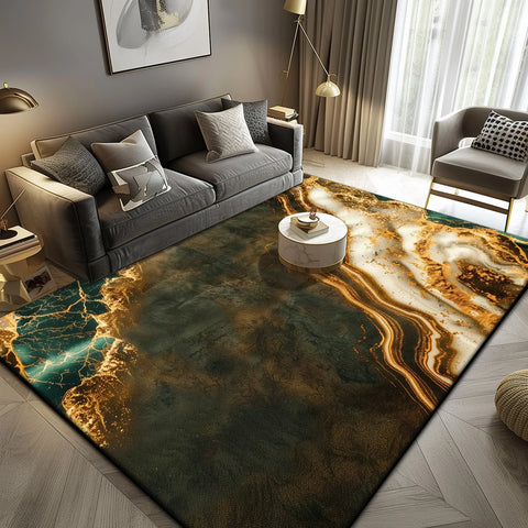 Navak Carpet Luxury Marble Large Area Rug Black Gold Abstract Carpet for Living Room Sofa Lounge Coffee Table Non-Slip Soft Floor Mat