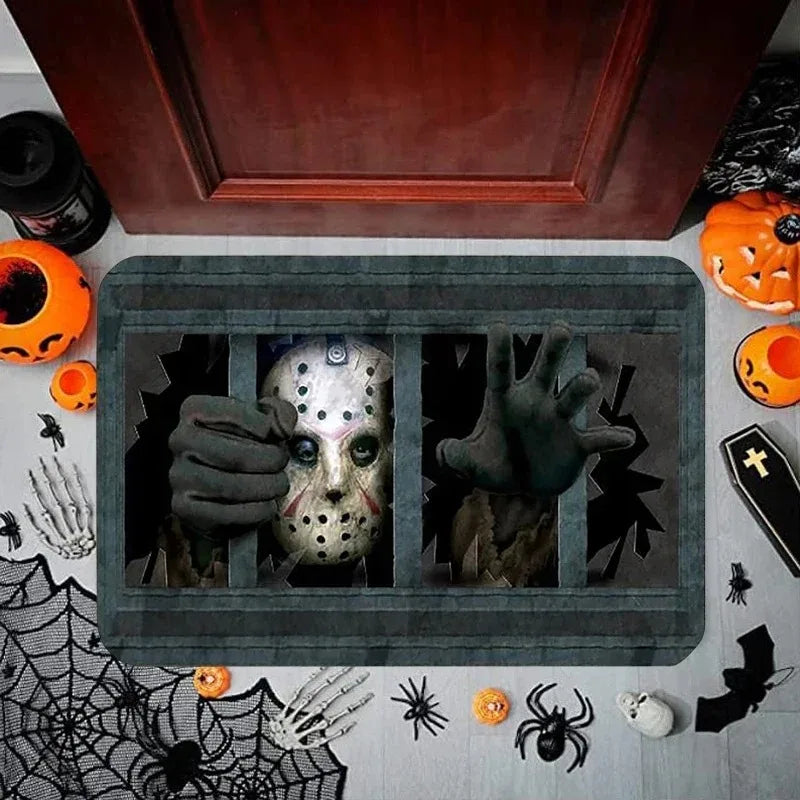 Navak Carpet Halloween Dancing Skeletons Door Mat Spooky Skull Non-Slip Welcome Entrance Rugs Kitchen Bedroom Living Room Carpet Decoration