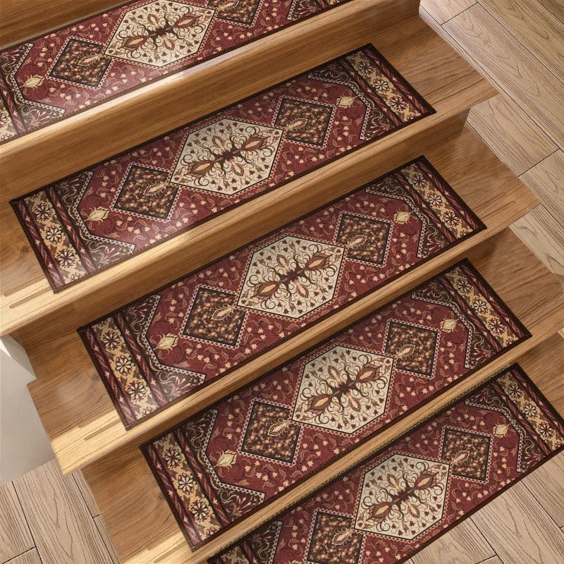 Navak Carpet 10Pcs Stair Treads Carpet Non-Slip Indoor Stair Mat Runners for Wooden Steps Protection Rug Cover Pads Staircase for Kids Elders