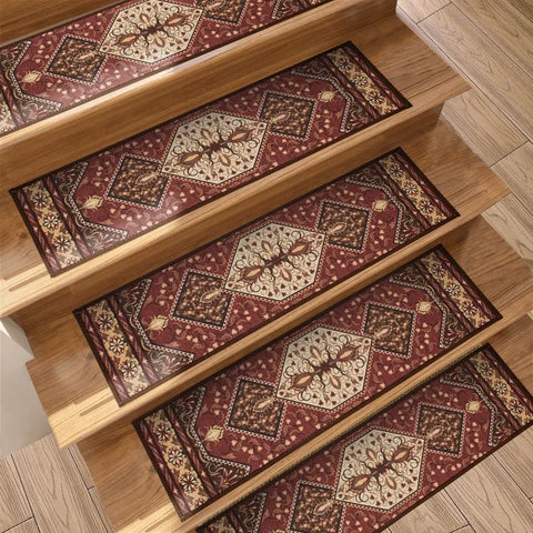 Navak Carpet 10Pcs Stair Treads Carpet Non-Slip Indoor Stair Mat Runners for Wooden Steps Protection Rug Cover Pads Staircase for Kids Elders