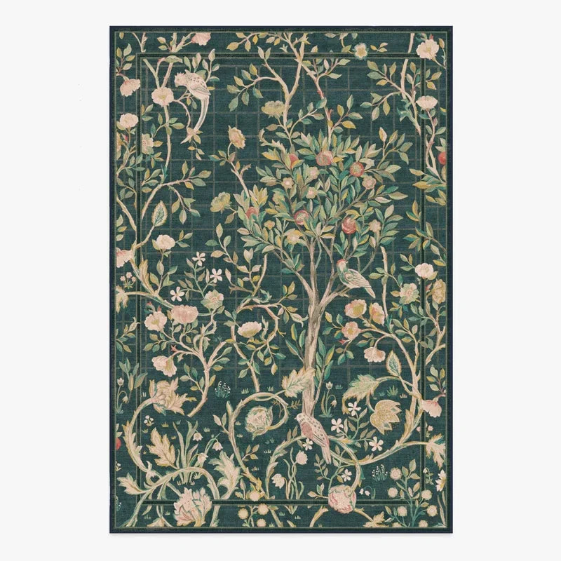 Navak Carpet Living Room Carpet Large Size Bedroom Bedside Floor Mat Machine Washable Carpets Spring Flowers Plant Retro Home Decoration Rug