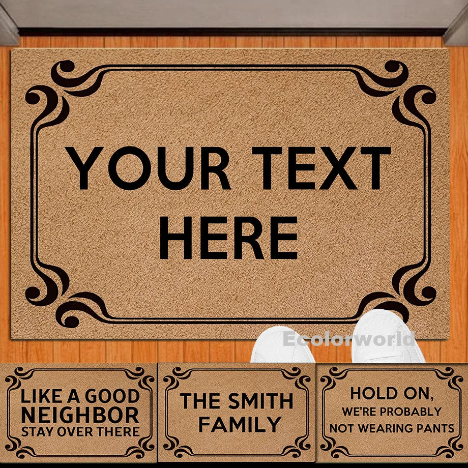 Navak Carpet Personalized PVC Doormat Custom Text Mat Outdoor Front Door Entrance Welcome Mats Rugs Floor Carpet Dust Proof Home Decor