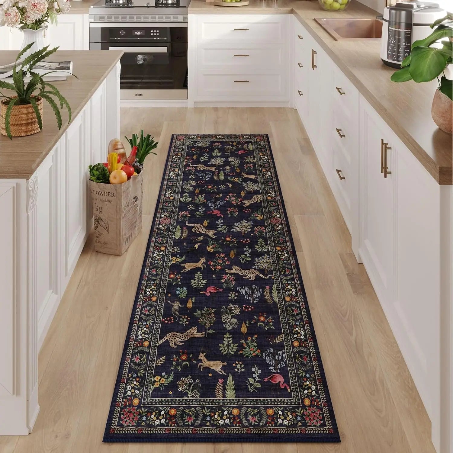 Navak Carpet Exclusive Picks Runner Rug for Kitchen Non Slip Washable Rugs with Rubber Backing Soft Floral Animal Carpet Runner for Kitchen Home Decor