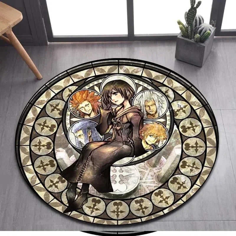 Navak Carpet Daily Picks DISNEY Kingdom Hearts Cartoon Pattern Area Rug Round Floor Mat Kid Living Room Carpet Bathroom Kitchen Doormat Decorate