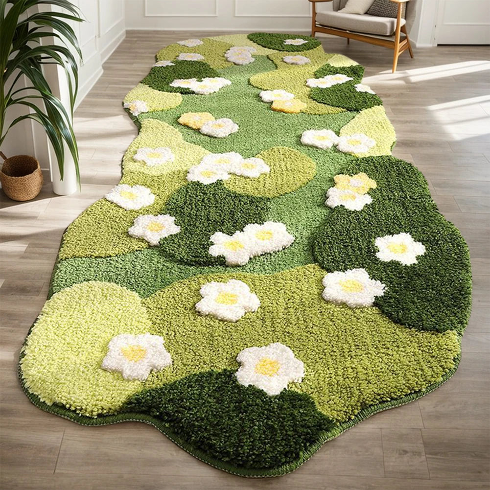 Navak Carpet Nordic 3D Moss Rug Carpet Fluffy Green Forest Irregular Floor Mat Moss Carpet Three-Dimensional Flocking Bedroom Rug