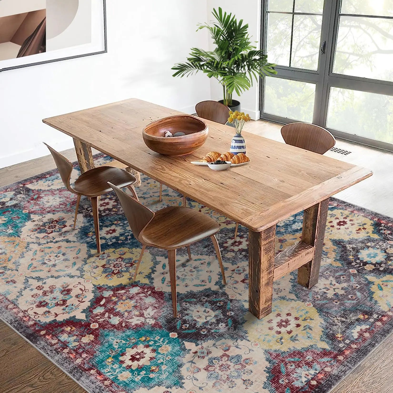 Navak Carpet Large Vintage Persian Area Rug - Machine Washable Rectangle Soft Rugs for Living Room, Bedroom, Kitchen, Office Anti-Slip Non Sh