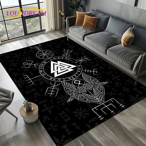 Navak Carpet Odin Viking Symbol Valknut Nordic Valhalla Carpet Rug for Living Room Bedroom Home Sofa Decoration,Area Rug Non-slip Floor Mat
