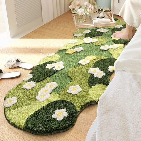 Navak Carpet Nordic 3D Moss Rug Carpet Fluffy Green Forest Irregular Floor Mat Moss Carpet Three-Dimensional Flocking Bedroom Rug