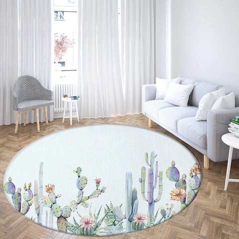 Navak Carpet Home Living Room Bedroom Bathroom Floor Mat Printing Decorative Carpet Flower and Bird  Round  Peony Rose