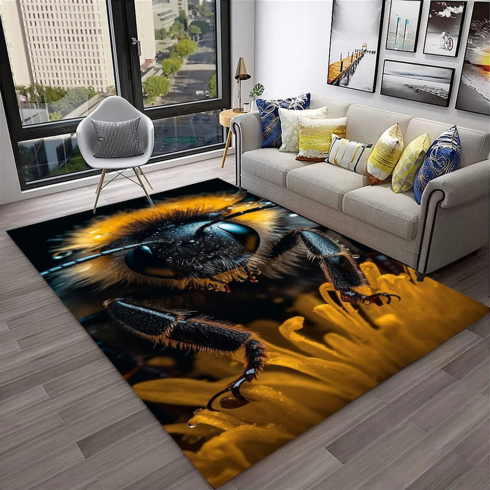 Navak Carpet Cute Bee HoneyBee Insect Cartoon 3D Carpet Rug for Home Living Room Bedroom Sofa Doormat Decor,kids Area Rug Non-slip Floor Mat