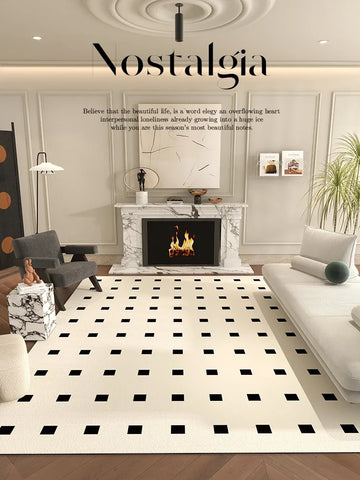 Navak Carpet Nordic Style Rugs for Bedroom Fluffy Soft Living Room Decoration Plush Carpet Modern Minimalist Study Rug Thick Plaid Floor Mat