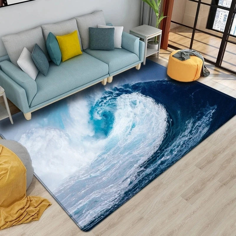 Navak Carpet Beach Waves 3D Printed Carpets for Living Room Kids Room Rug Kitchen Mat Floor Carpets Modern Entrance Mat Home Bathroom Rugs