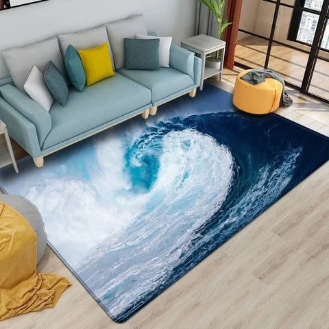 Navak Carpet Beach Waves 3D Printed Carpets for Living Room Kids Room Rug Kitchen Mat Floor Carpets Modern Entrance Mat Home Bathroom Rugs