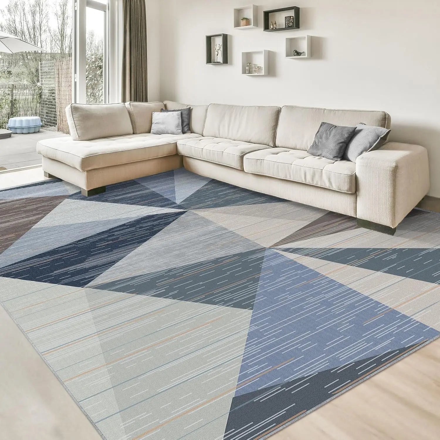 Navak Carpet HOMFINE Washable Modern Area Rug - Geometric Stylefor Living Room, Bedroom, Machine Washable Rug Soft Non Slip Non She