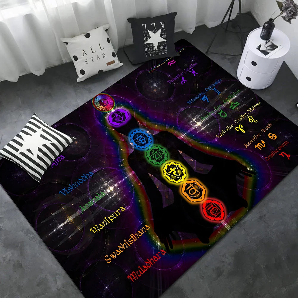 Navak Carpet Rainbow 7 Chakra Mandala Bohemia Yoga Door Mat Washable Non-Slip Living Room Sofa Chairs Area Mat Kitchen Welcome Doormat