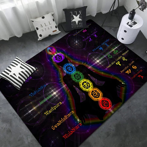 Navak Carpet Rainbow 7 Chakra Mandala Bohemia Yoga Door Mat Washable Non-Slip Living Room Sofa Chairs Area Mat Kitchen Welcome Doormat