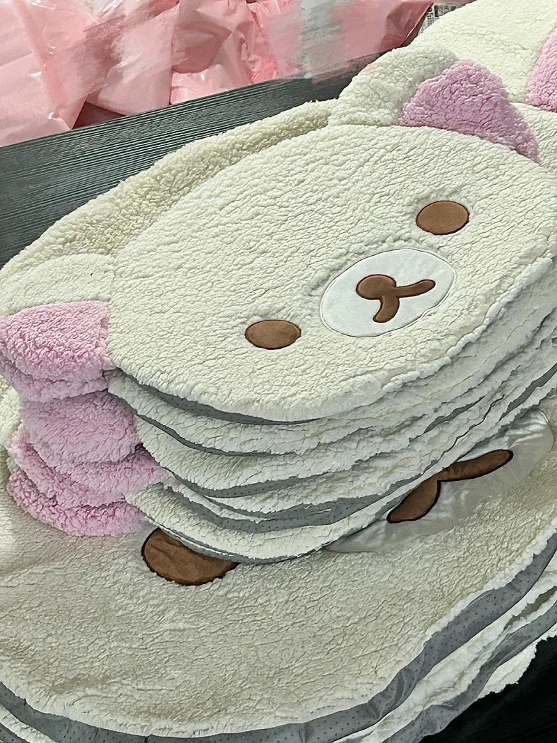 Navak Carpet Cartoon Rilakkumas Plush Rug Kawaii Korilakkuma Bear Soft Floor Mat Bedroom Chair Bedside Lounge Rug Bathroom Doormat Home Decor
