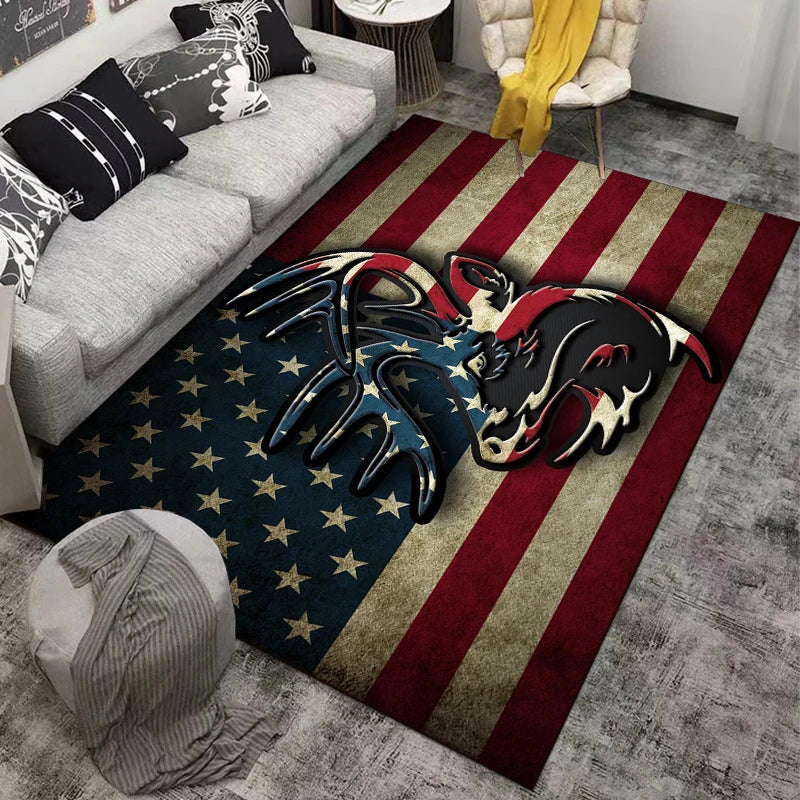 Navak Carpet 15 Sizes Flag Deer Pattern Rug Carpet for Living Room Bathroom Mat Creative Doormat Carpet for Bedroom Home Decor Alfombras Cool