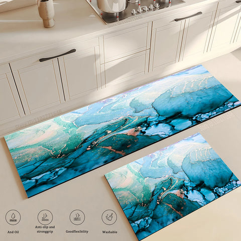 Navak Carpet Entrance Doormat Kitchen Carpet Bedroom Floor Balcony Decoration Long Rug Home Bath Door Hallway Anti-Slip Foot Mat Marble Rug