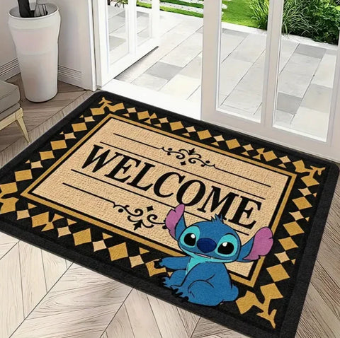 Navak Carpet 1pc Stitch The Movie Welcome Doormat Non-Slip Vibrant Floral Design Machine Washable Easy Clean Home Decoration Children Carpet