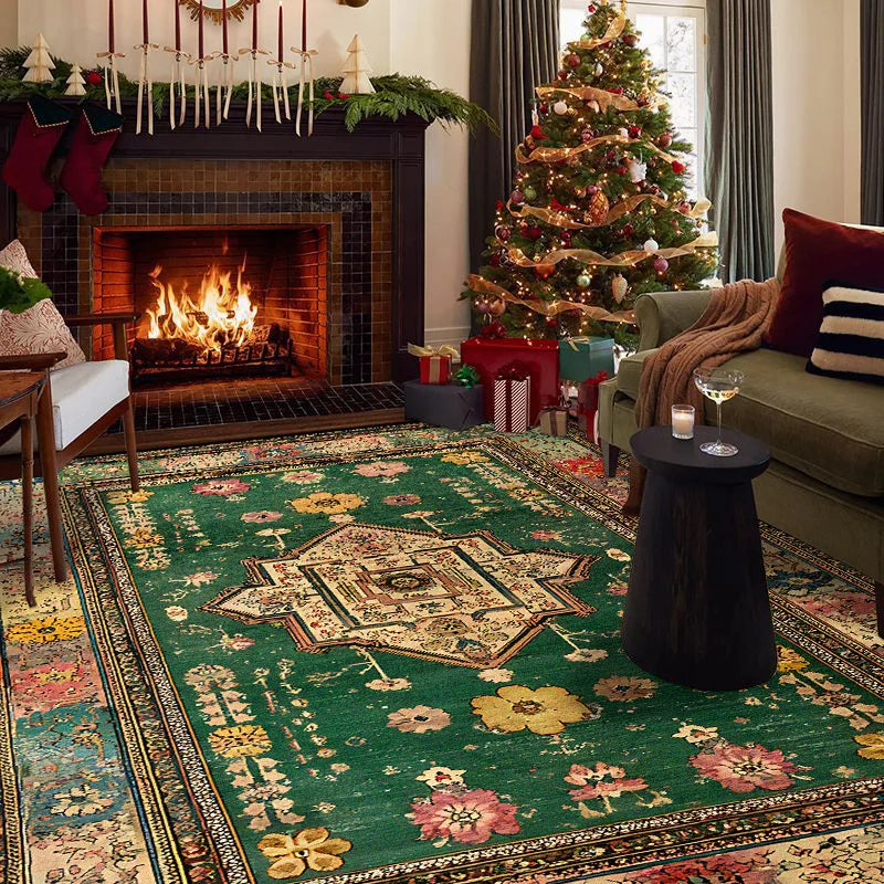Navak Carpet Persian Retro Rugs for Living Room Christma Decoration Home Sofa Area Plush Carpet Bedroom Bedside Non-slip Washable Foot Mat