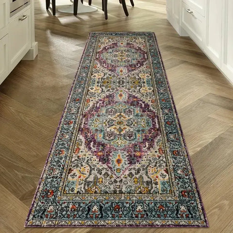 Navak Carpet Exclusive Picks Bohemian Corridor Carpet Geometric Pattern Crystal Velvet Floor Mat Entrance Kitchen Staircase Long Rug Home Decoration