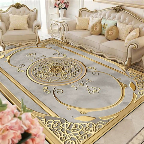 Navak Carpet Luxury European Living Room Rugs Lounge Sofa Coffee Table Anti-slip Carpet Home Room Bedroom Decor Cloakroom Floor Mats Washable