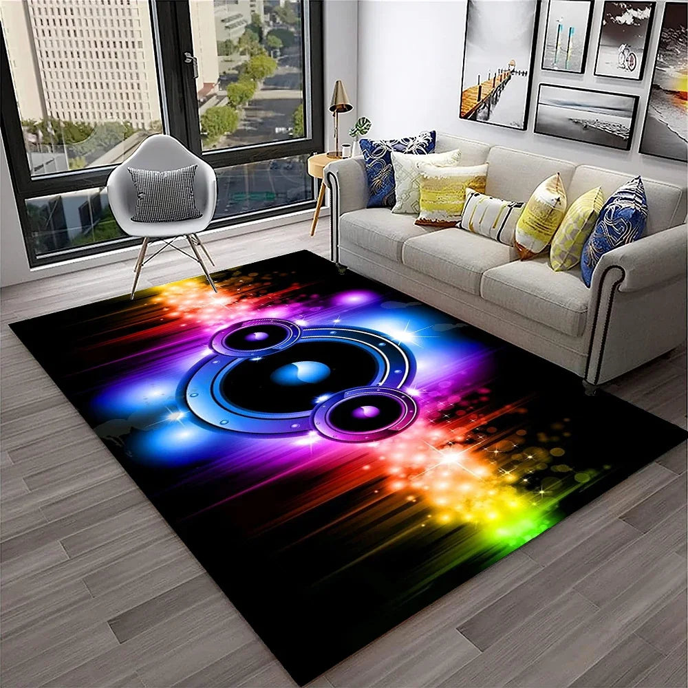 Navak Carpet 3D Retro Vinyl Record Music Art Carpet Rug for Home Living Room Bedroom Sofa Doormat Decor,Kid Play Area Rug Non-slip Floor Mat