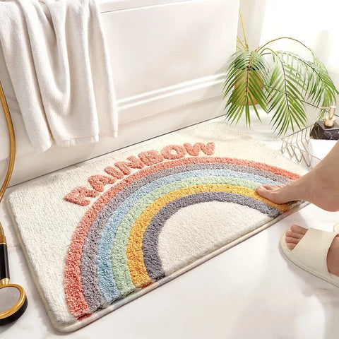 Navak Carpet Cartoon Imitation Cashmere Bathroom Mats Entry Door Quick Drying Absorbent Rugs Non-Slip Thickened Bedroom Carpets Household