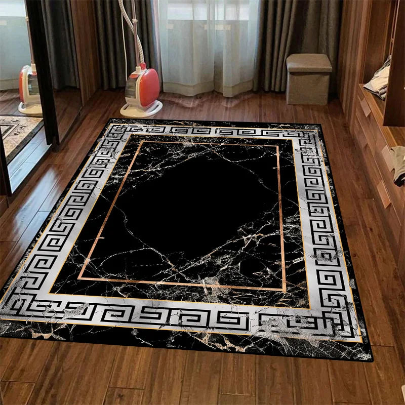Navak Carpet Retro Luxury Black Washable CARPET FOR LIVE ROOM Oriental Chinese Style Soft Non-slip Rug Bedroom Flannel Mat for Children Room