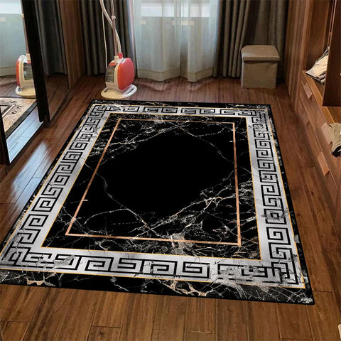 Navak Carpet Retro Luxury Black Washable CARPET FOR LIVE ROOM Oriental Chinese Style Soft Non-slip Rug Bedroom Flannel Mat for Children Room
