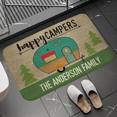 Navak Carpet Happy Campers Rug Non-slip Floor Mat Machine Washable Entrance Carpet for Hallway Bedroom Kitchen and Home Accessories Decor