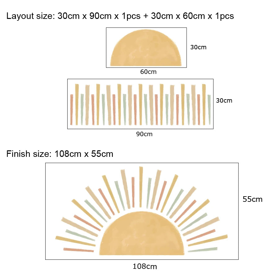 Navak Carpet 3d boho sun wall sticker for kids room self adhesive living room bedroom boho design wall art decal