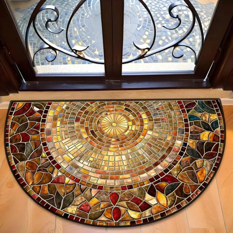 Navak Carpet Non Slip Half Round Doormat Flower Floral Absorbent Welcome Rugs Washable Door Mat Entrance Mat Indoor Outdoor