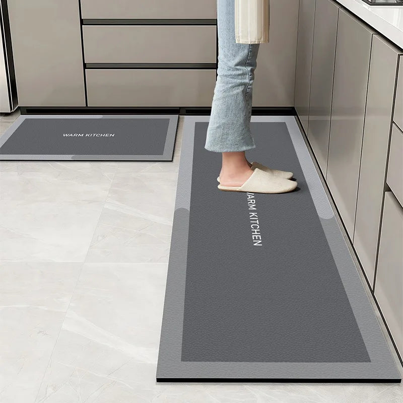 Navak Carpet Kitchen Floor Mats Waterproof Oil-proof Wipeable Washable Mat Leather Non-slip Dirt-resistant Carpet Imitation Marble Long Rugs