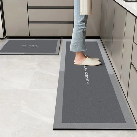 Navak Carpet Kitchen Floor Mats Waterproof Oil-proof Wipeable Washable Mat Leather Non-slip Dirt-resistant Carpet Imitation Marble Long Rugs