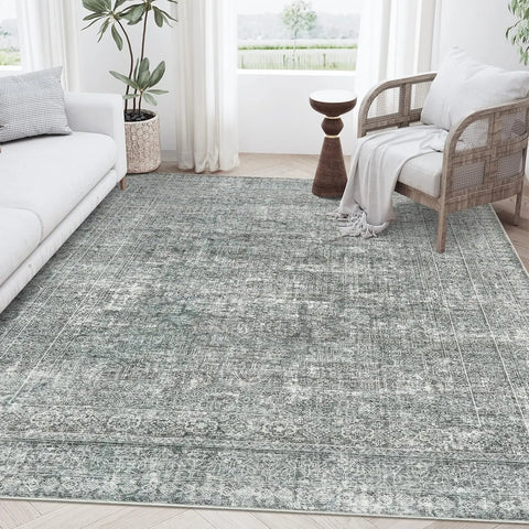 Navak Carpet zesthomeArea Rugs - Ultra-Thin Washble Rug, Stain Resistant Anti Slip Backing Rugs for Living Room,Bedroom, Vintage Home De