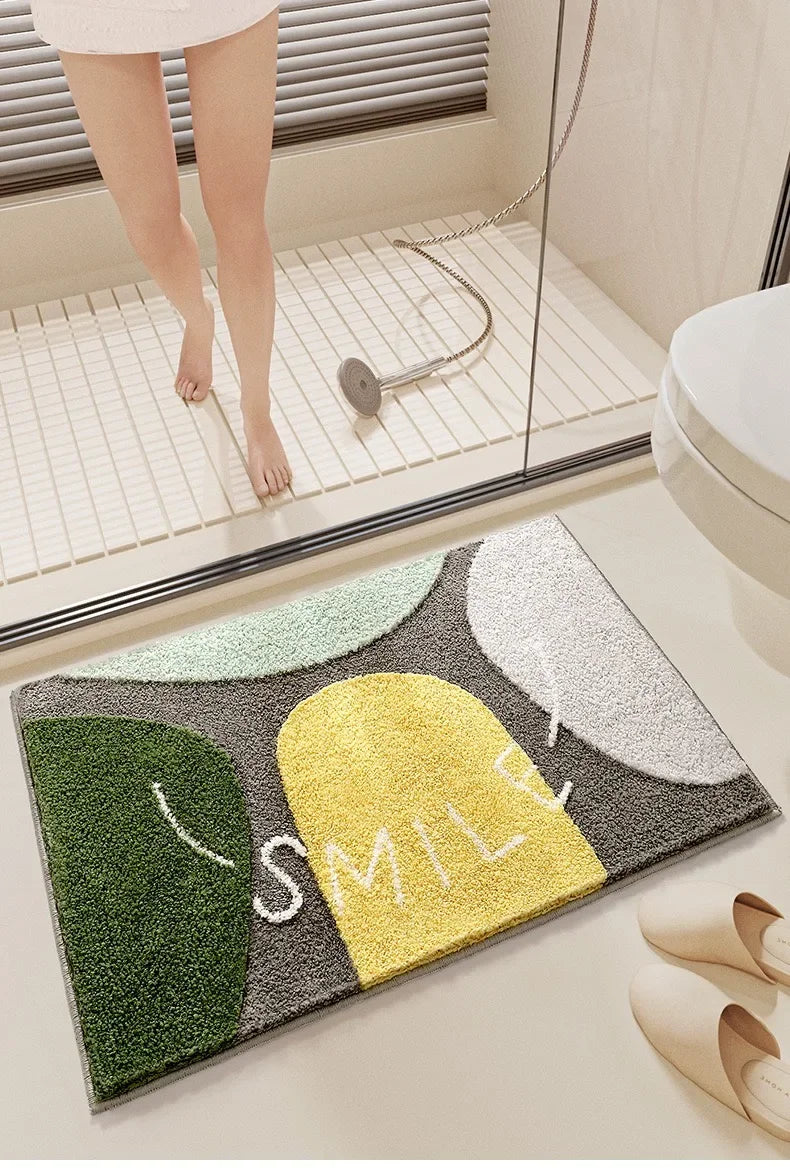 Navak Carpet Cartoon Imitation Cashmere Bathroom Mats Entry Door Quick Drying Absorbent Rugs Non-Slip Thickened Bedroom Carpets Household