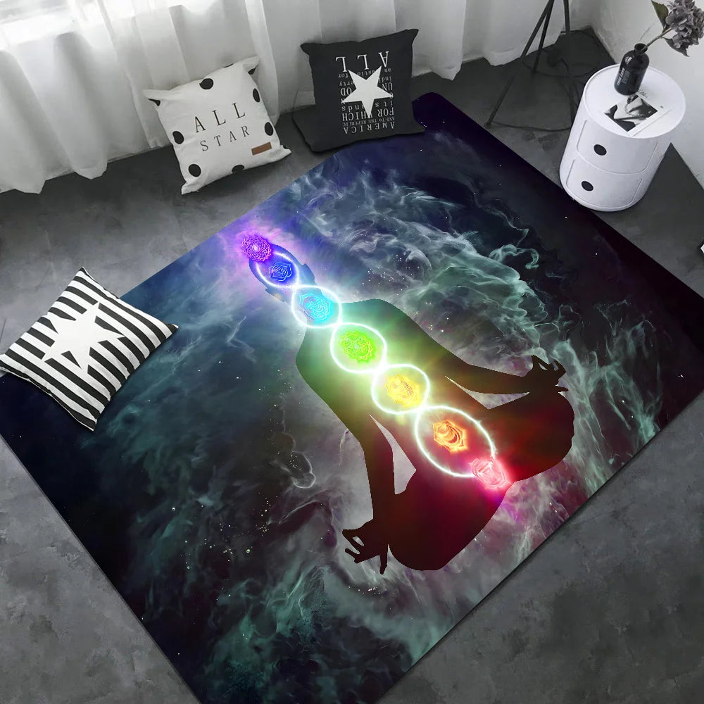 Navak Carpet Rainbow 7 Chakra Mandala Bohemia Yoga Door Mat Washable Non-Slip Living Room Sofa Chairs Area Mat Kitchen Welcome Doormat